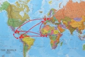 Wereldkaart met lijnen 2