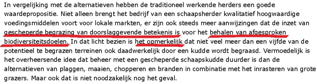 Citaat uit het Alterra-rapport